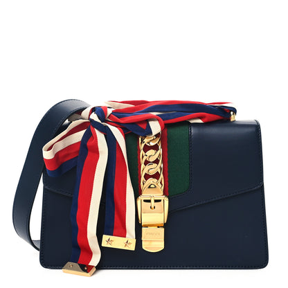 Gucci Calfskin Small Sylvie Shoulder Bag Blue Agata 1 of 13