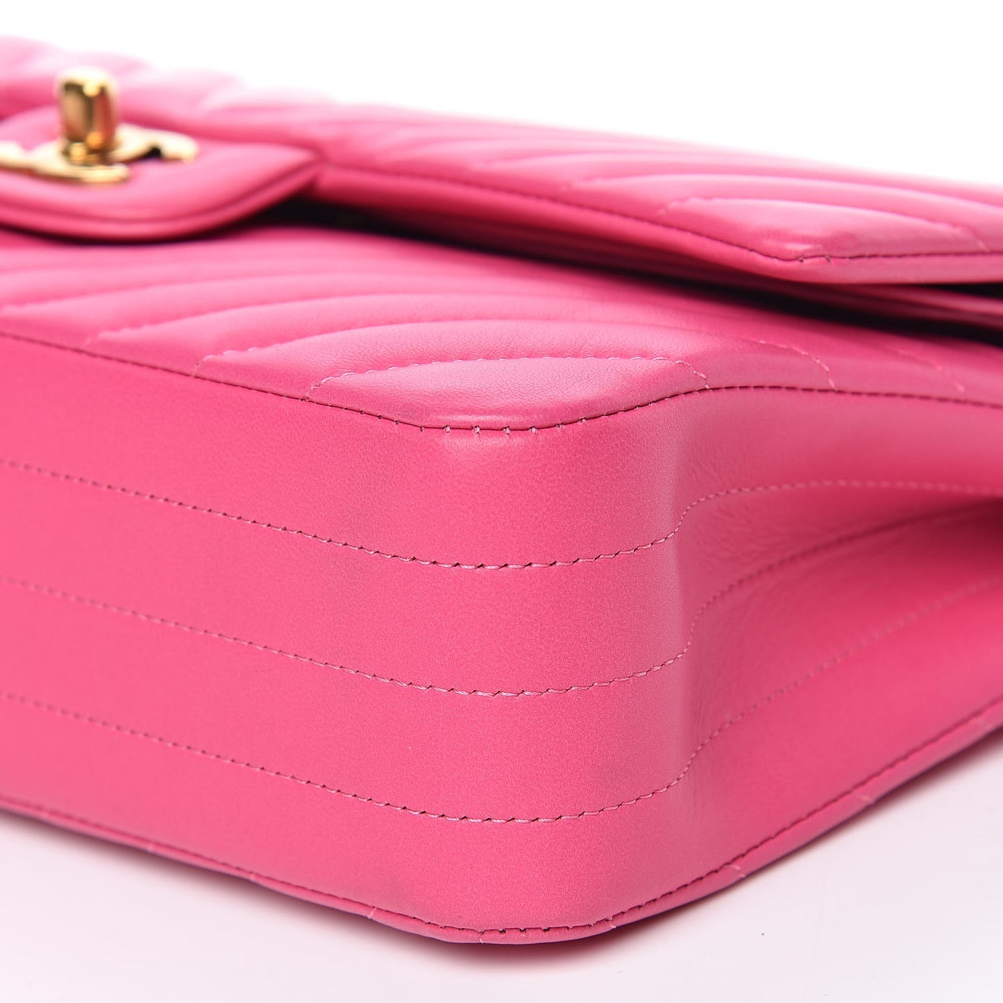 Lambskin Chevron Quilted Medium Double Flap Pink
