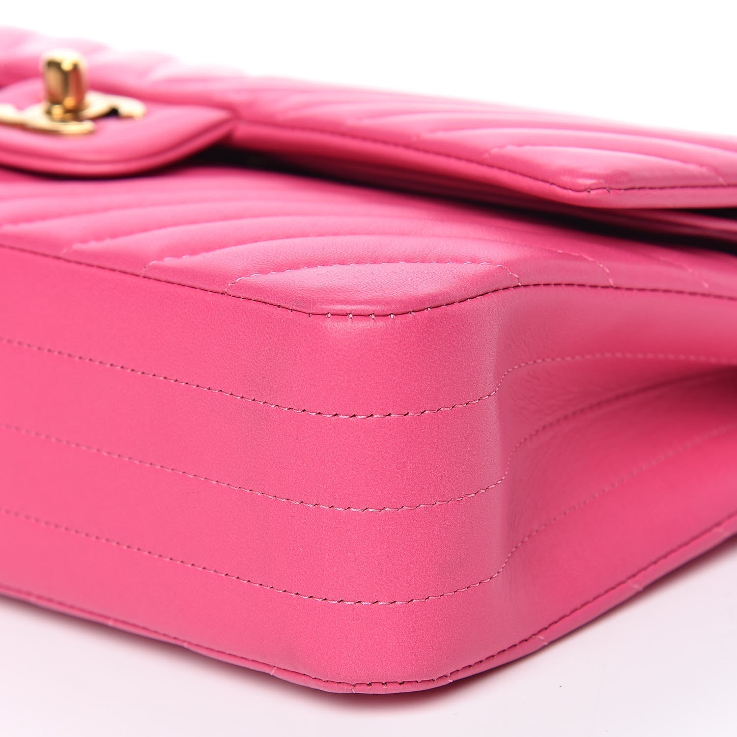 Chanel Lambskin Chevron Quilted Medium Double Flap Pink 9 of 11