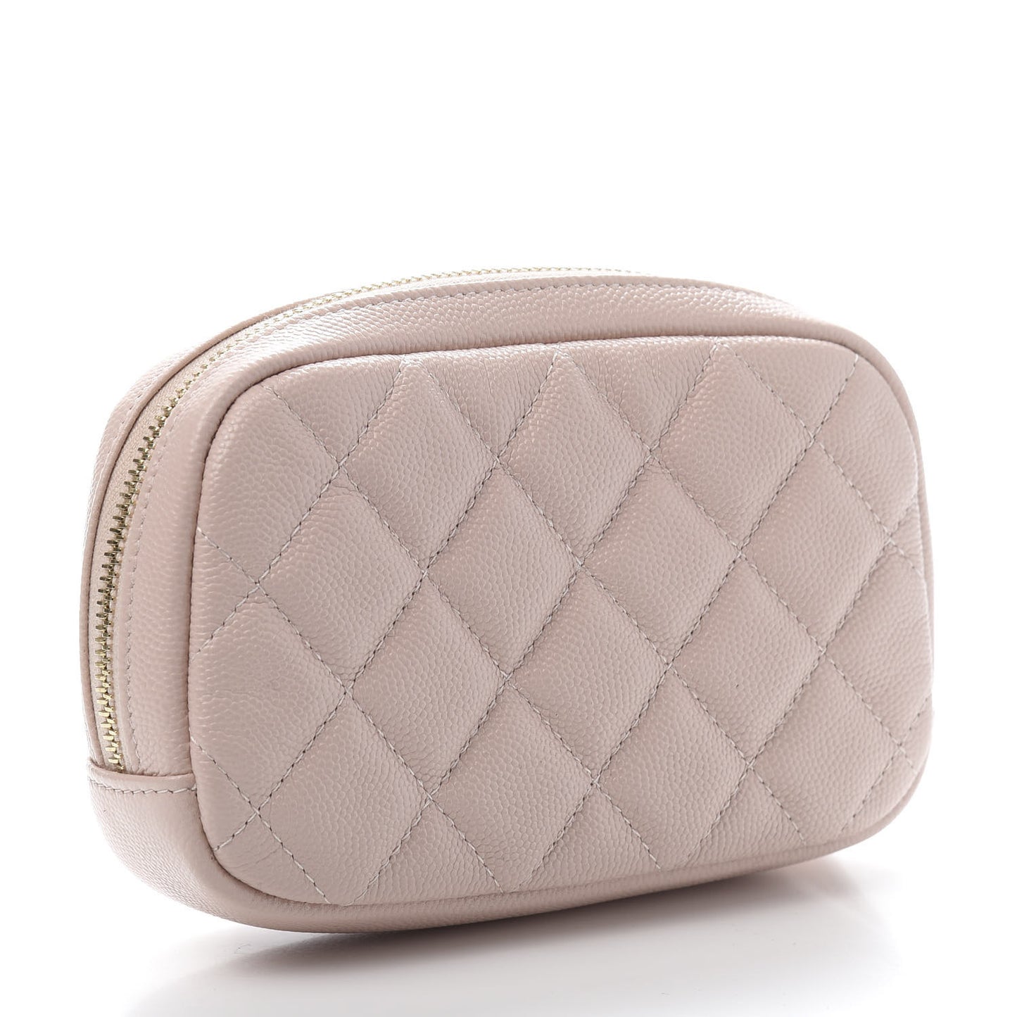 Caviar Quilted Small Curvy Pouch Cosmetic Case Light Pink
