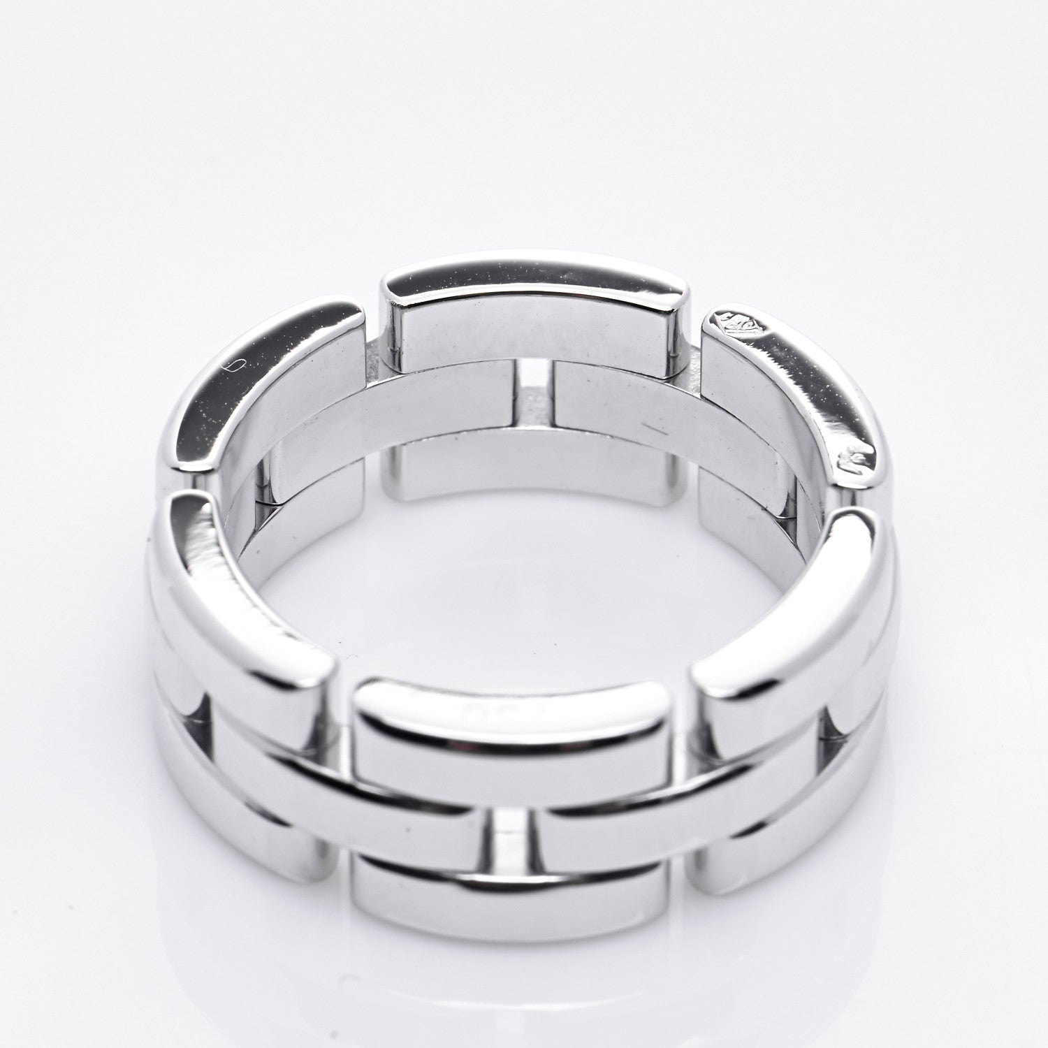 Cartier 18K White Gold Maillon Panthere 3 Row Ring 54 6.75 5 of 6