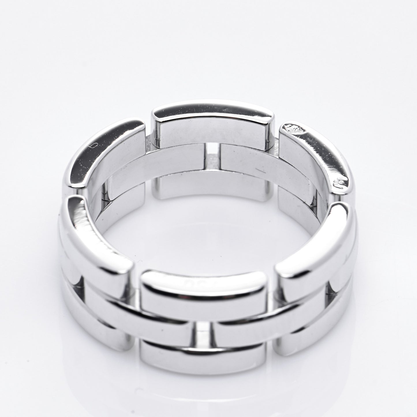 18K White Gold Maillon Panthere 3 Row Ring 54 6.75