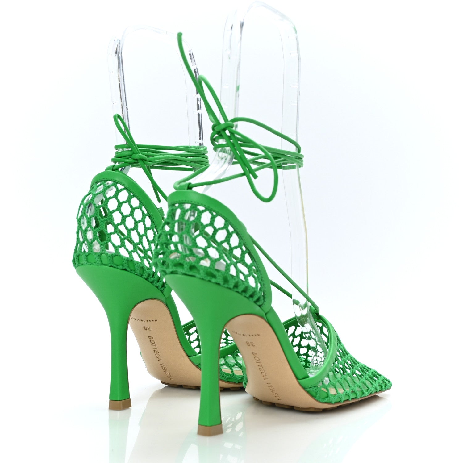 Bottega Veneta Mesh Nappa Stretch Ankle Tie 90mm Sandals 38 Grass 4 of 7