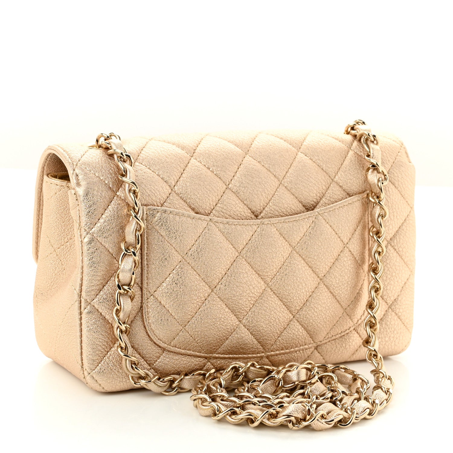 Chanel Metallic Lambskin Quilted Mini Rectangular Flap Gold 3 of 10