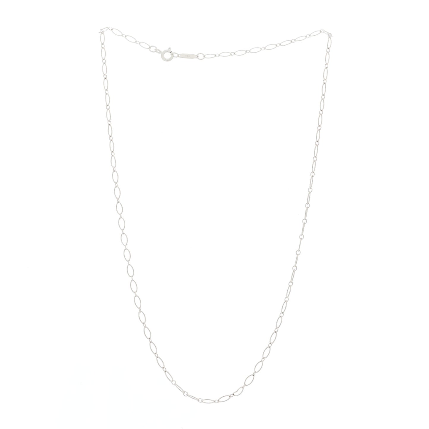 18K White Gold Oval Link Chain Necklace