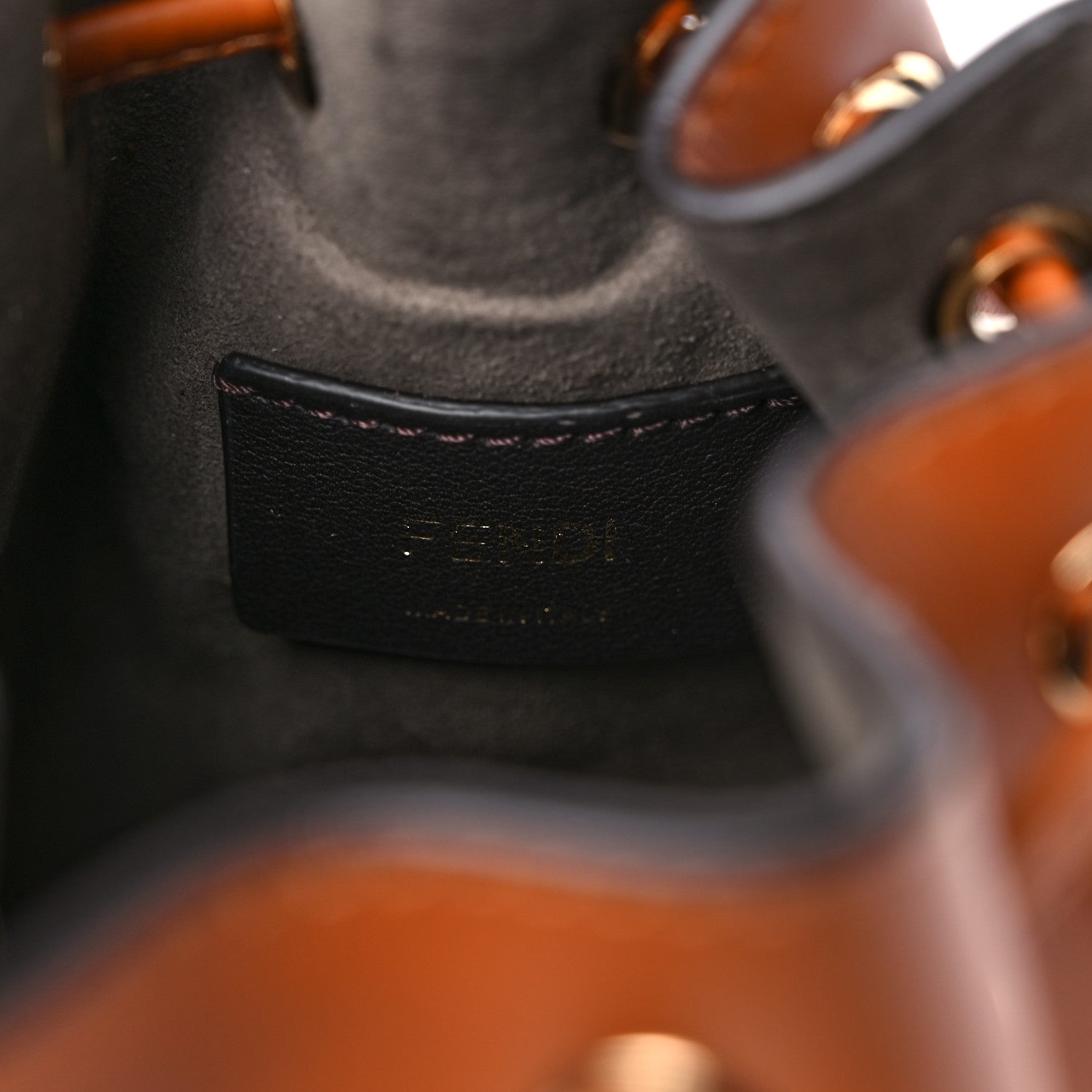 Fendi Vitello King F is Fendi Logo Embossed Mini Mon Tresor Bucket Bag Cuoio 7 of 9