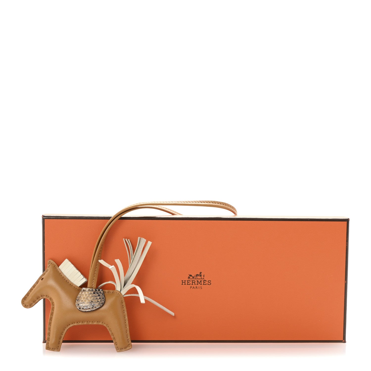 Hermes Milo Lambskin Lizard Touch Grigri Rodeo Horse Bag Charm PM Sesame Craie Desert 4 of 4