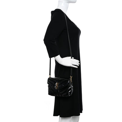 Saint Laurent Patent Y Quilted Monogram Toy Loulou Crossbody Bag Black 2 of 10