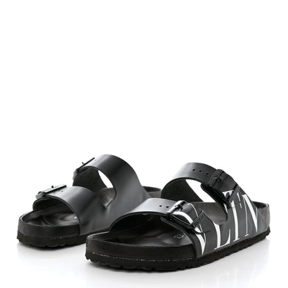 Valentino Garavani Calfskin VLTN Birkenstock Slide Sandals 40 Black 3 of 9