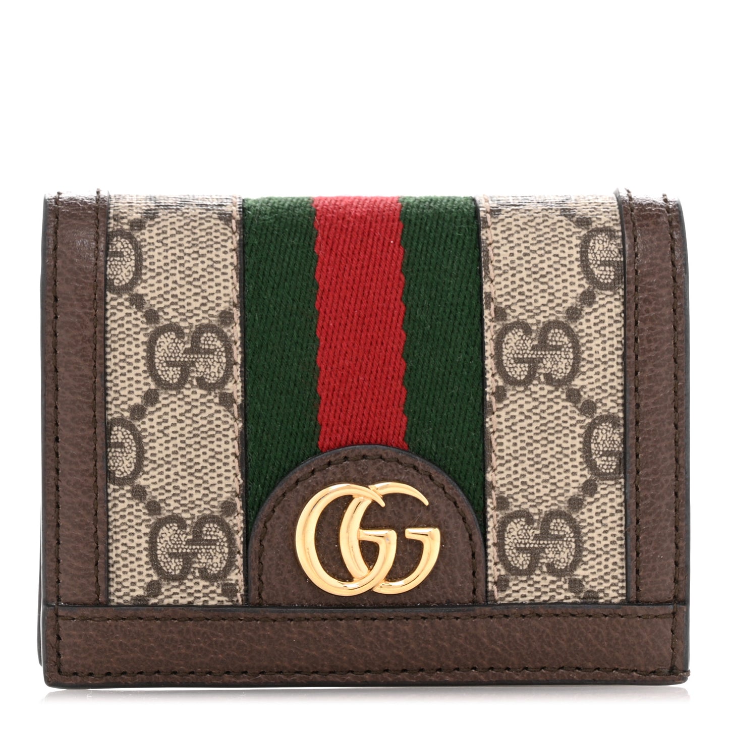 GG Supreme Monogram Web Ophidia Card Case Beige New Acero