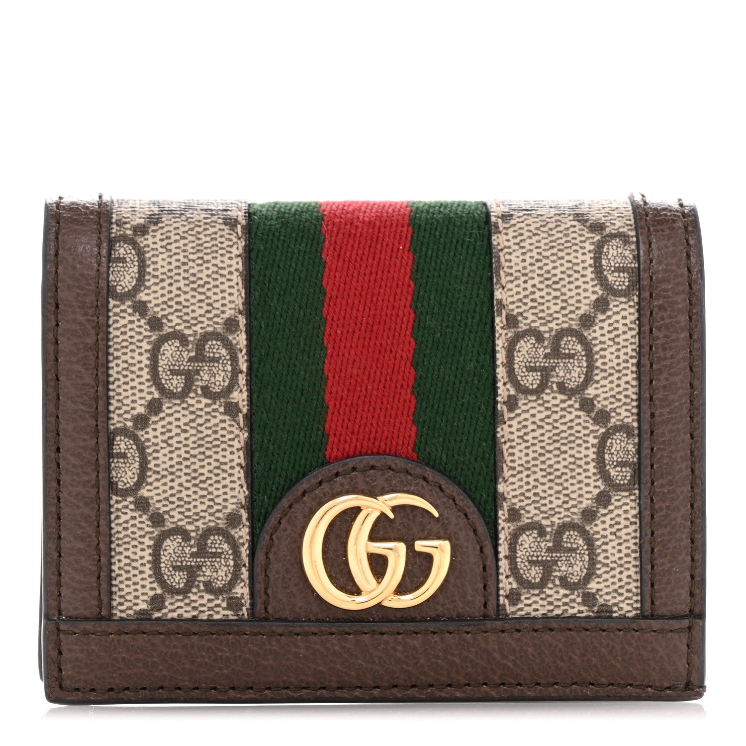 Gucci GG Supreme Monogram Web Ophidia Card Case Beige New Acero 1 of 8