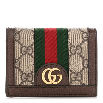 Gucci GG Supreme Monogram Web Ophidia Card Case Beige New Acero 1 of 8