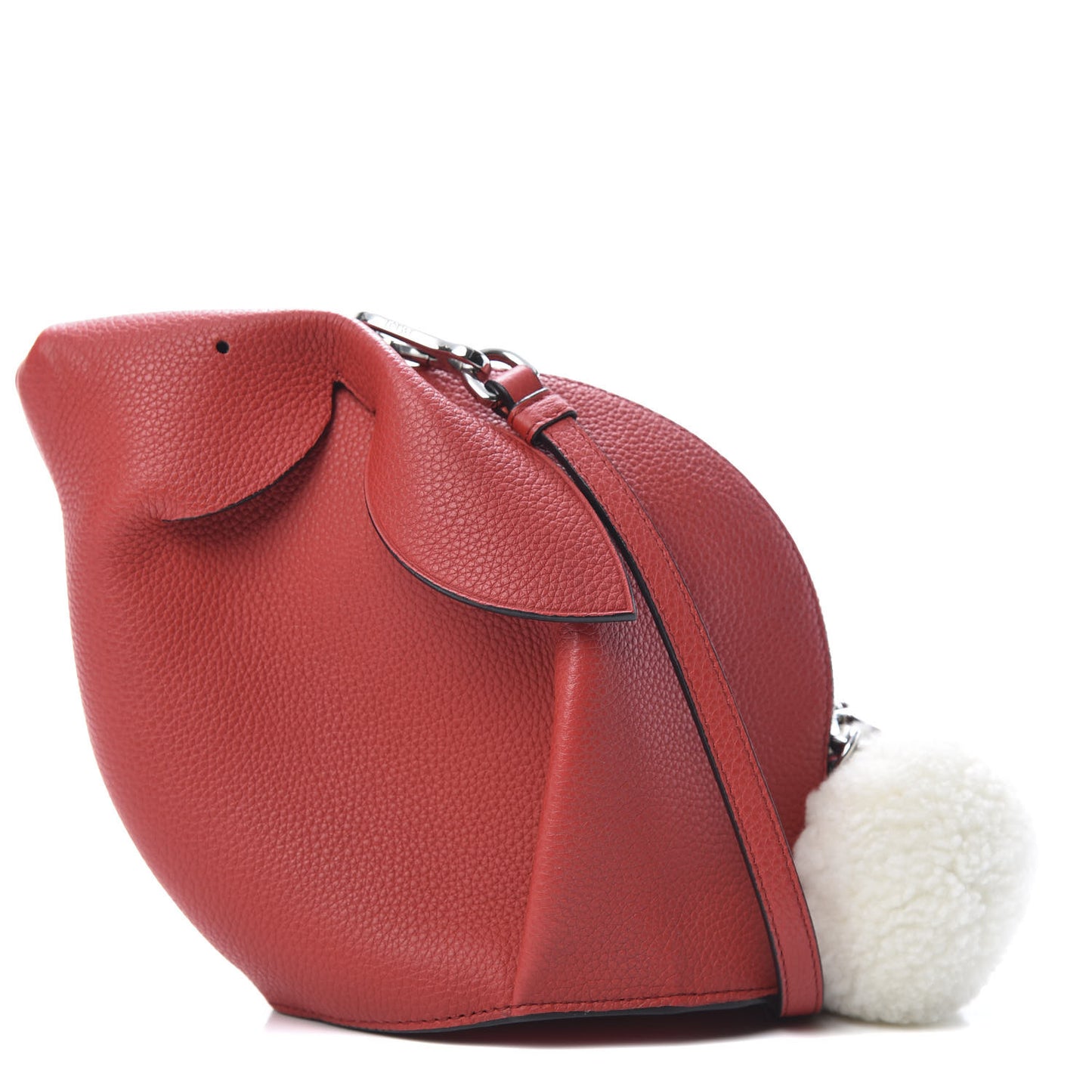 Calfskin Shearling Mini Bunny Crossbody Bag Red