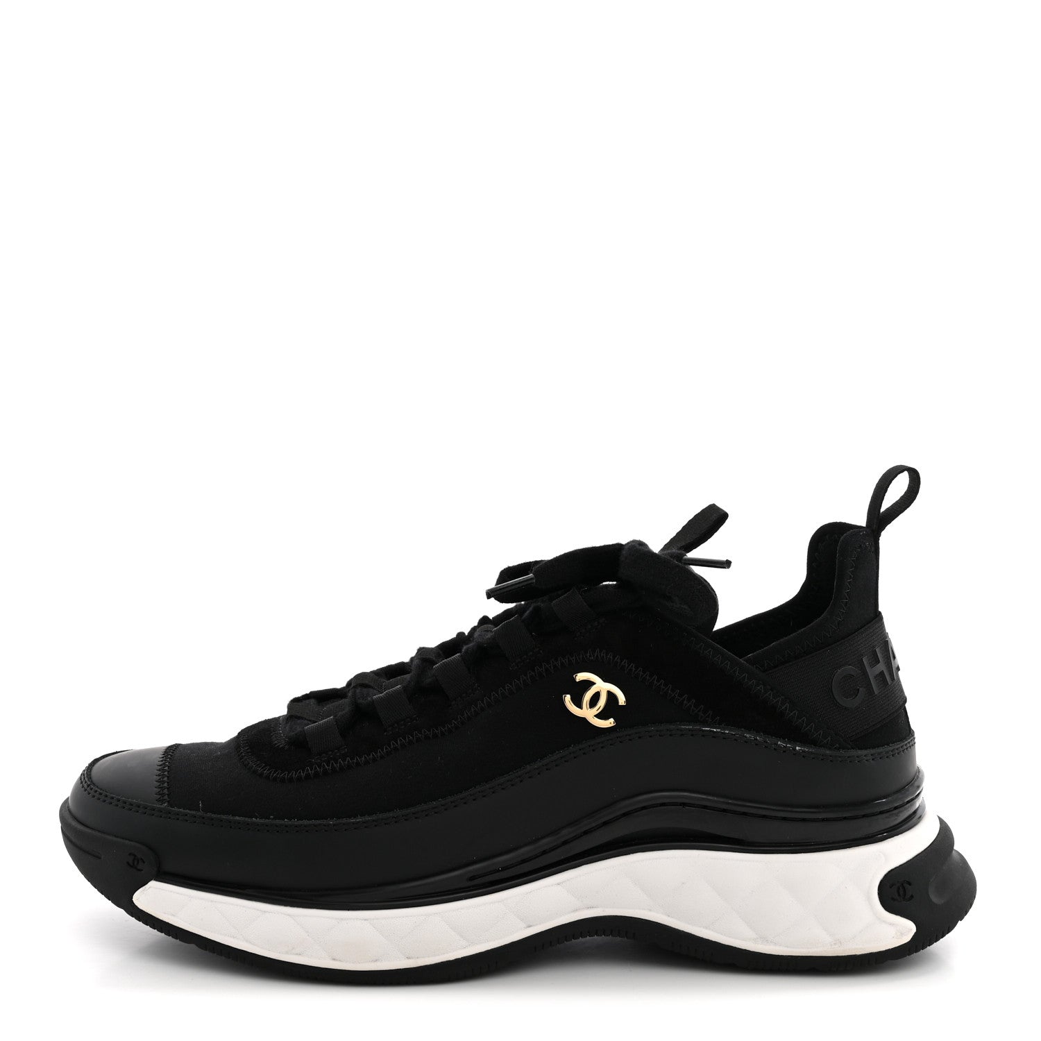 Chanel Velvet Calfskin Mixed Fibers CC Sneakers 40 Black 1 of 11