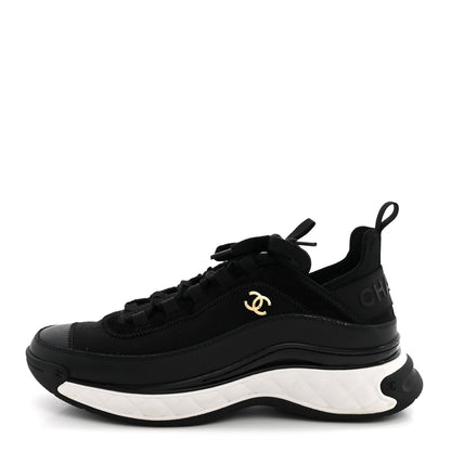 Chanel Velvet Calfskin Mixed Fibers CC Sneakers 40 Black 1 of 11