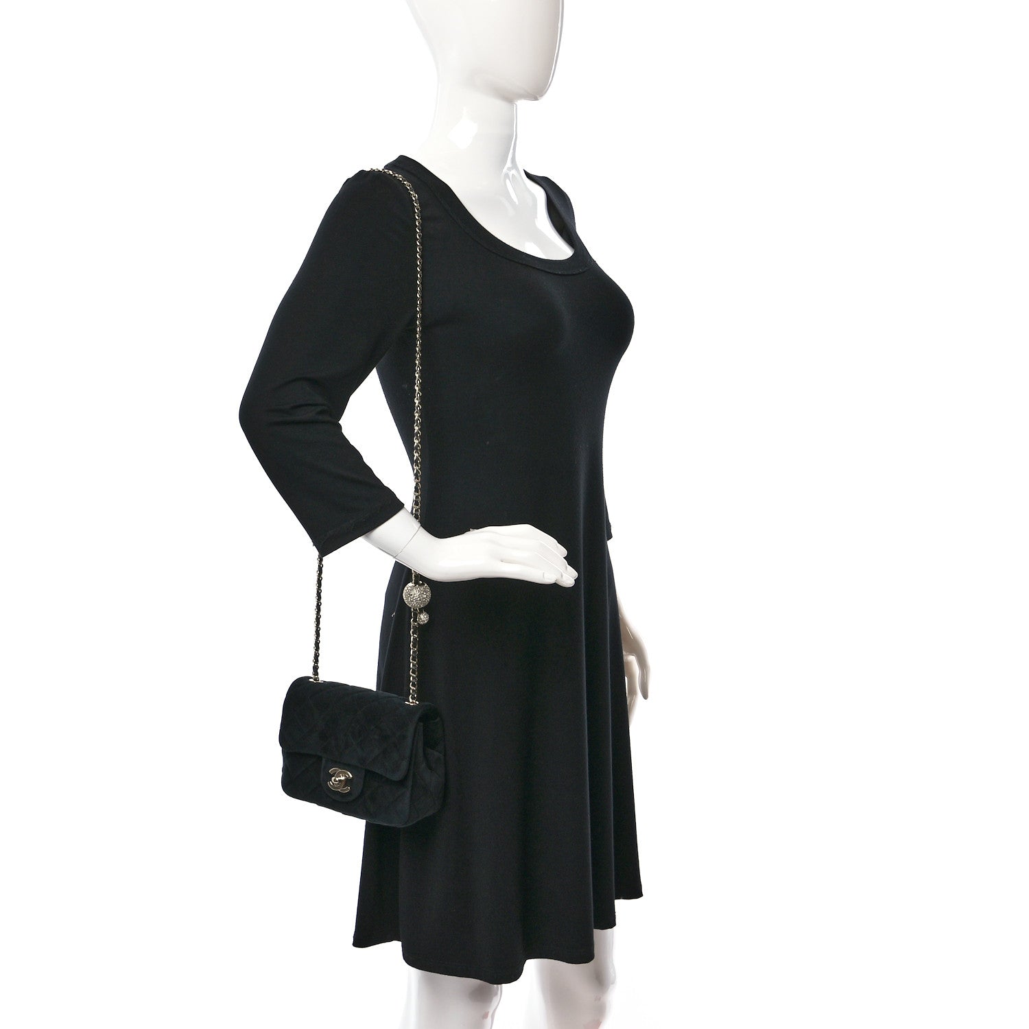 Chanel Velvet Quilted Mini Pearl Crush Flap Black 2 of 11