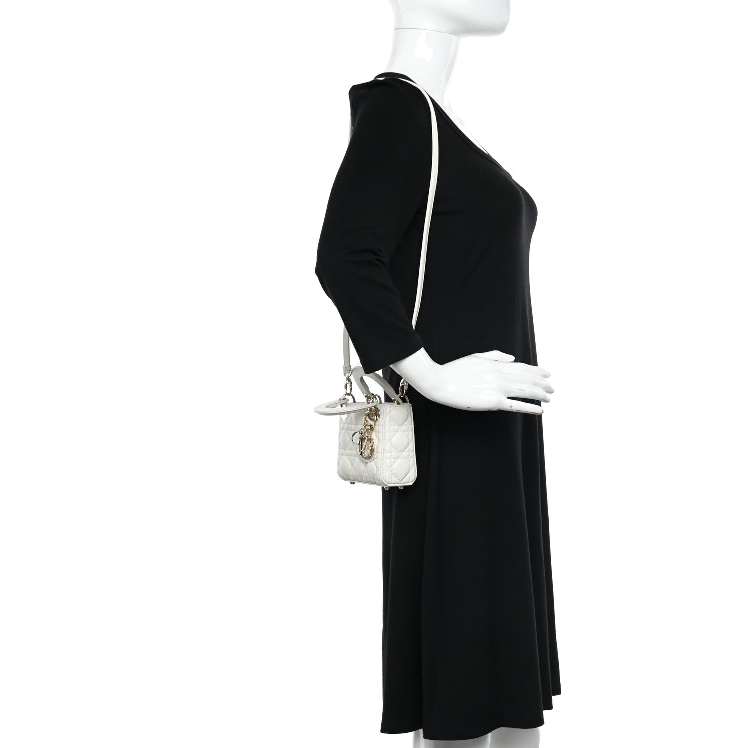 Christian Dior Lambskin Cannage Micro Lady Dior White 2 of 11