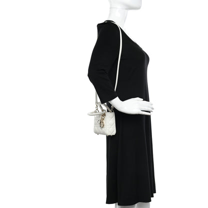 Christian Dior Lambskin Cannage Micro Lady Dior White 2 of 11