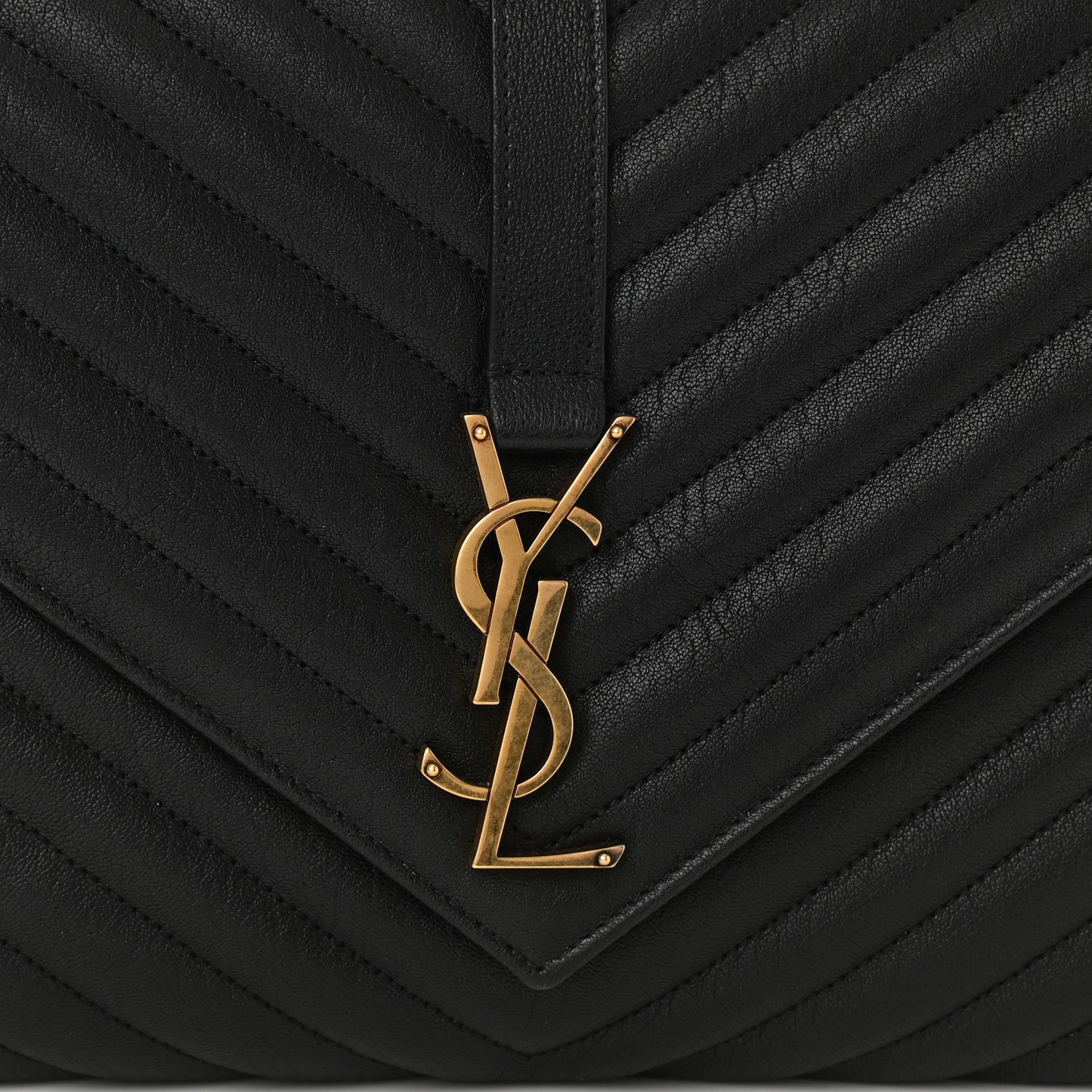 Sheepskin Matelasse Chevron Monogram Large College Satchel Black