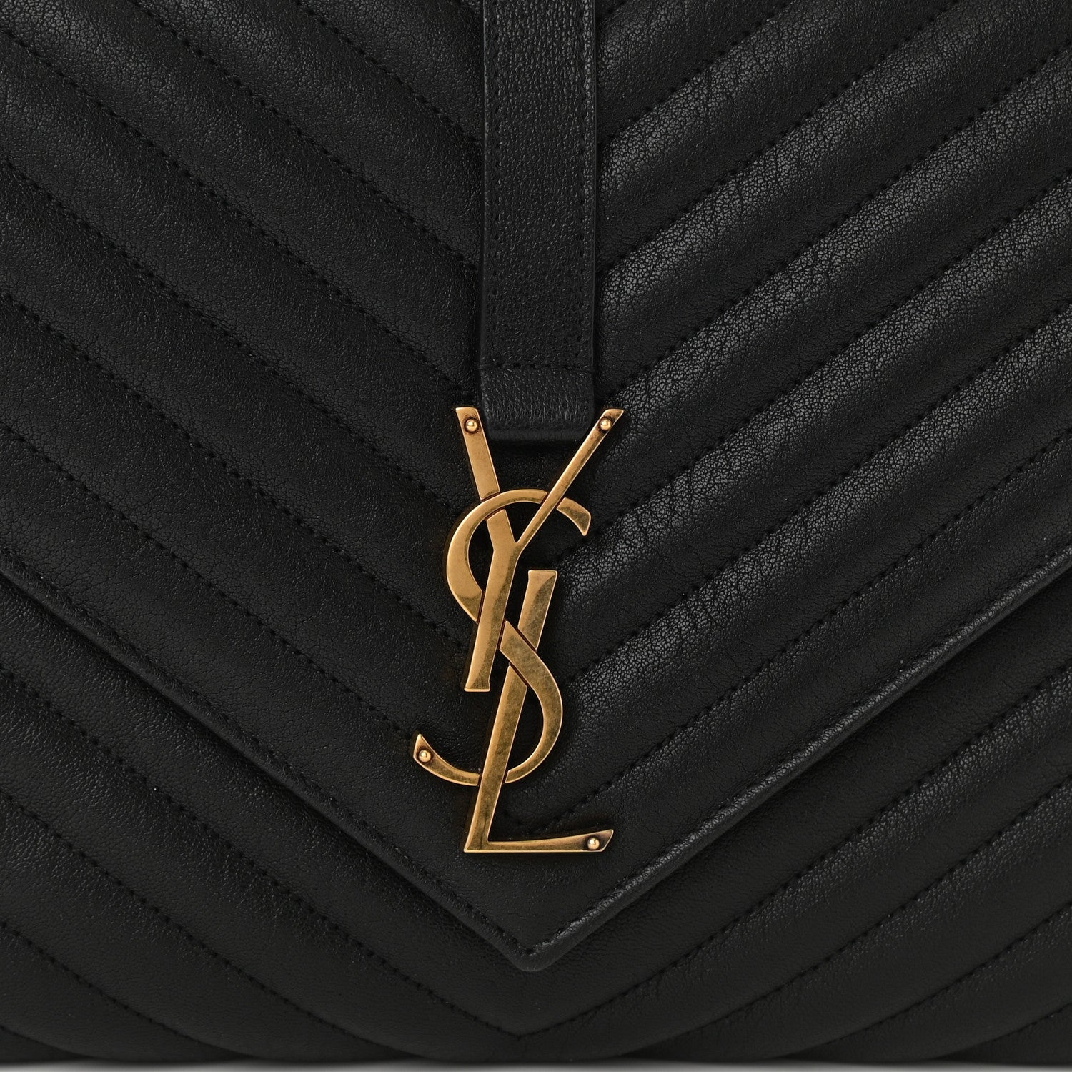 Saint Laurent Sheepskin Matelasse Chevron Monogram Large College Satchel Black 9 of 11