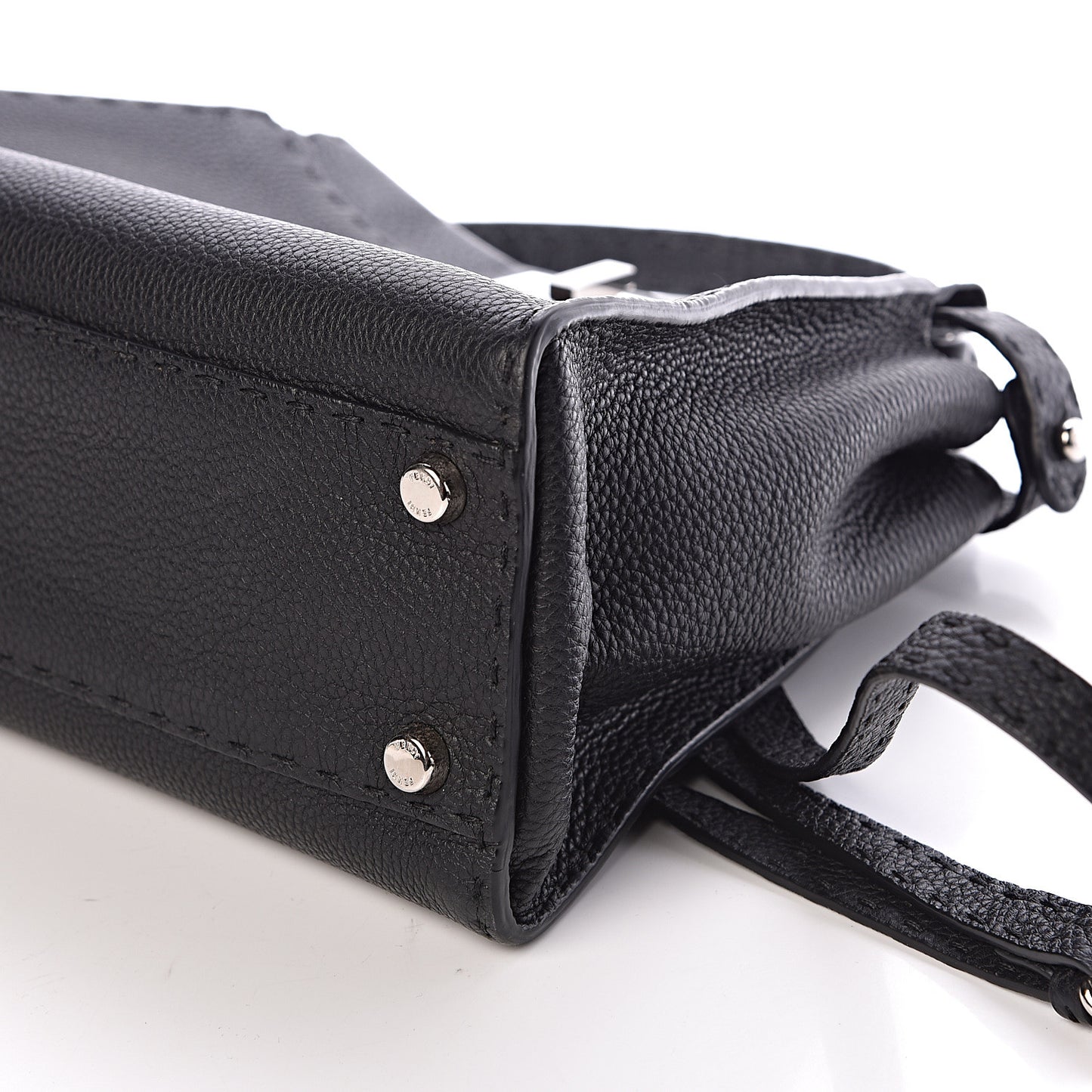 Cuoio Romano Selleria Bi-Color Medium Peekaboo Iconic Satchel Black Mou