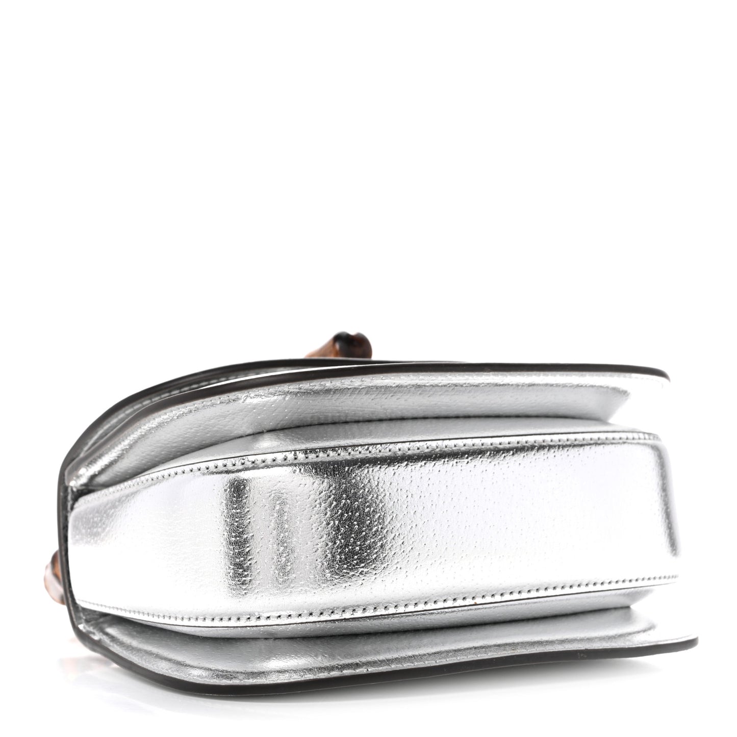 Metallic Calfskin Mini Bamboo 1947 Top Handle Bag Silver