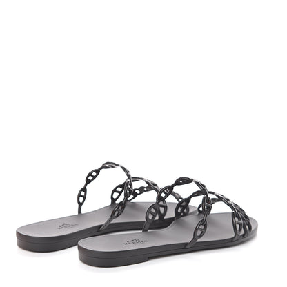 Hermes Rubber Chaine d'Ancre Rivage Sandals 38 Black 4 of 7