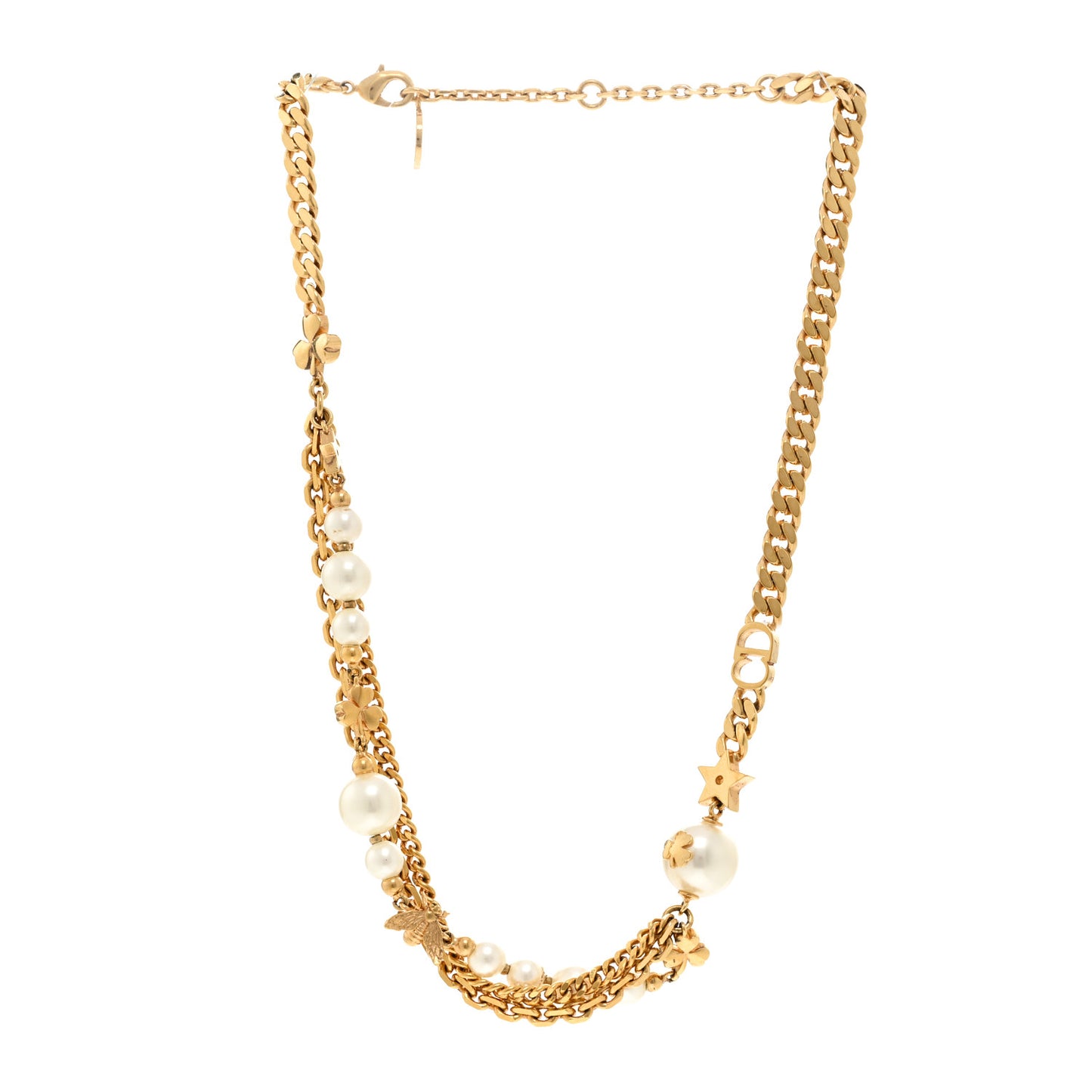 Pearl Charms Necklace Gold