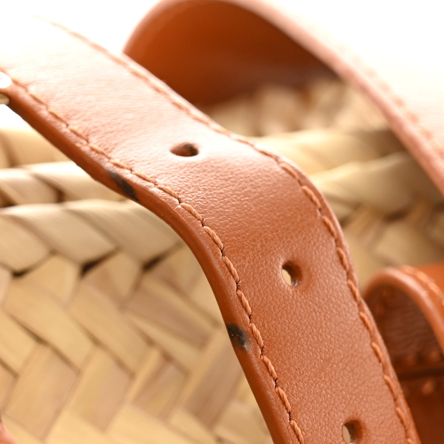 Raffia Smooth Calfskin Medium Sense Basket Caramel