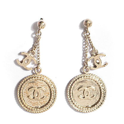 Chanel Hammered CC Dangle Earrings Gold 1 of 4