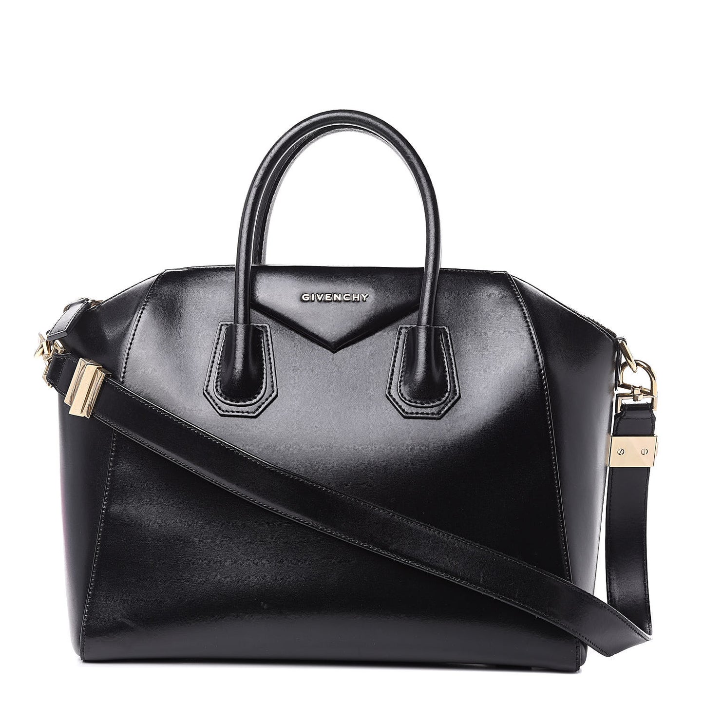 Shiny Lord Calfskin Medium Antigona Black