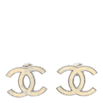 Chanel Glitter Enamel CC Earrings Beige 1 of 4