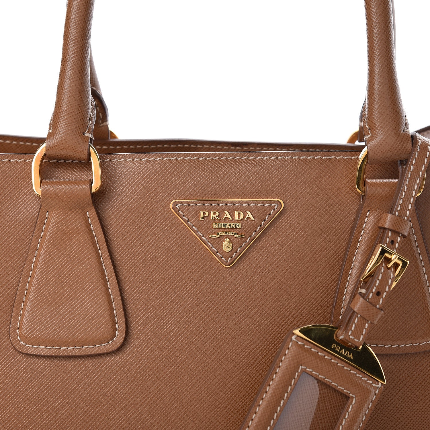 Prada Saffiano Lux Medium Bi-Color Tote Caramel Mimosa 13 of 13