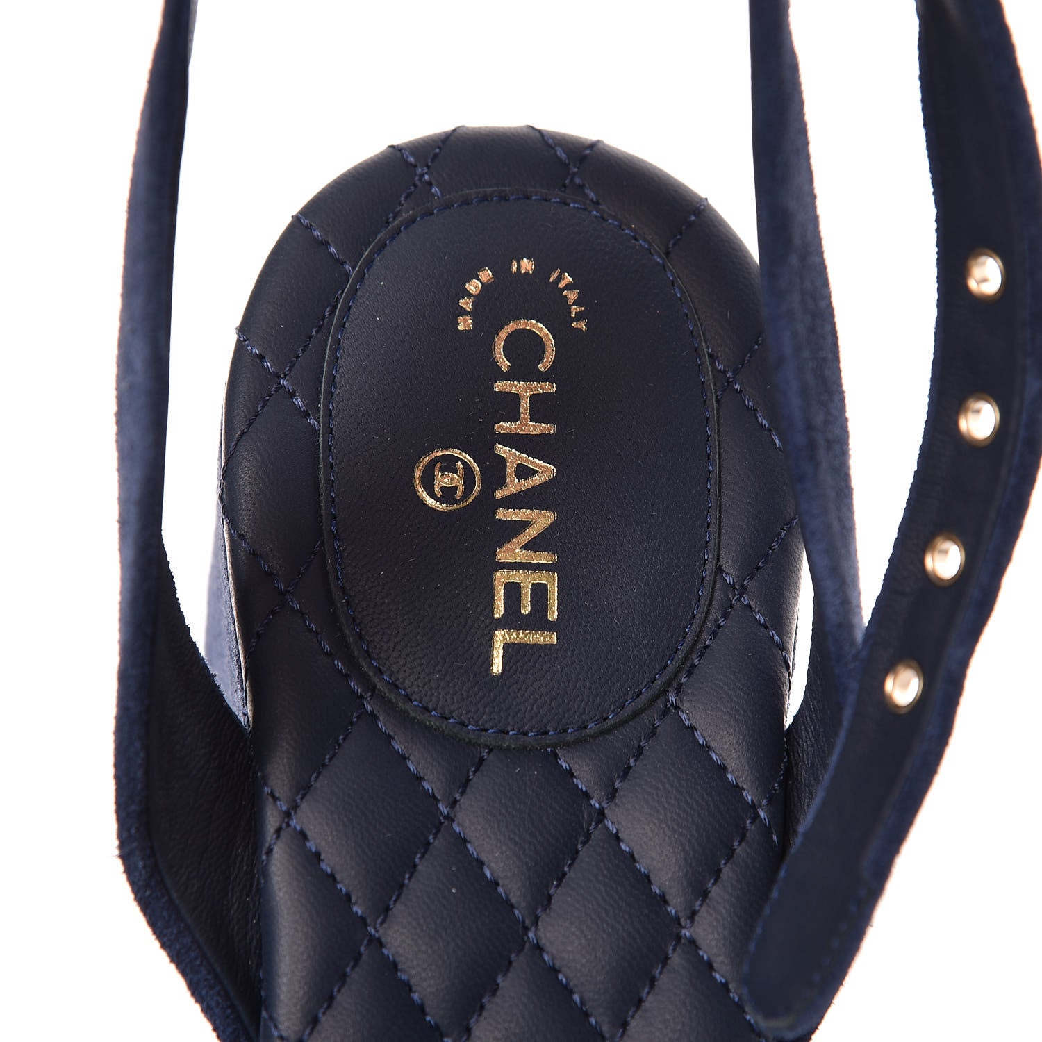 Chanel Suede Calfskin Platform Wedge Sandals 37.5 Blue 5 of 9