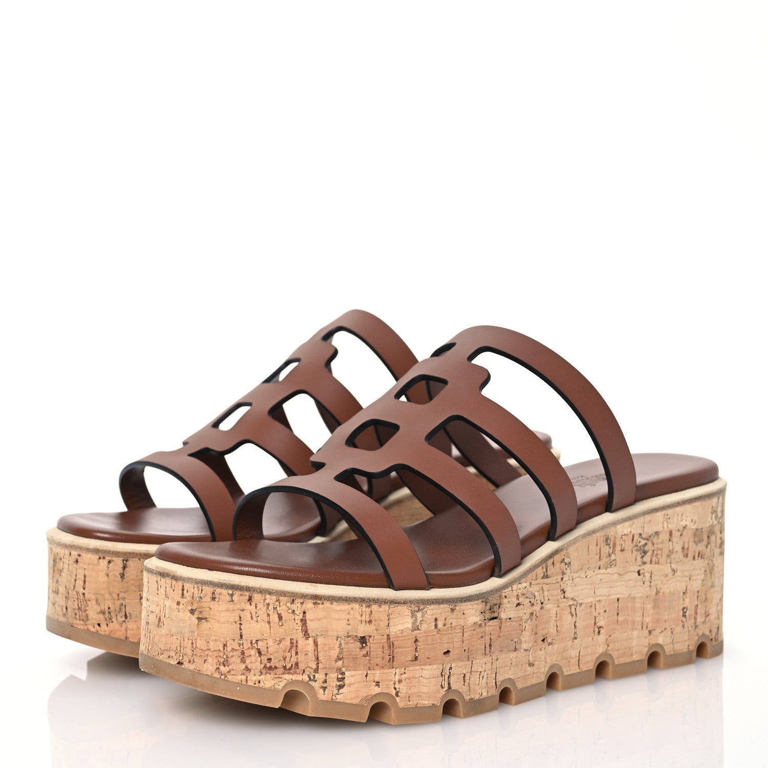 Hermes Calfskin Cork Isabella 30 Sandals 37 Gold 3 of 14