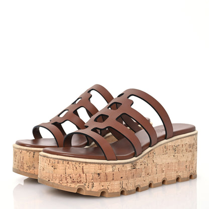 Hermes Calfskin Cork Isabella 30 Sandals 37 Gold 3 of 14