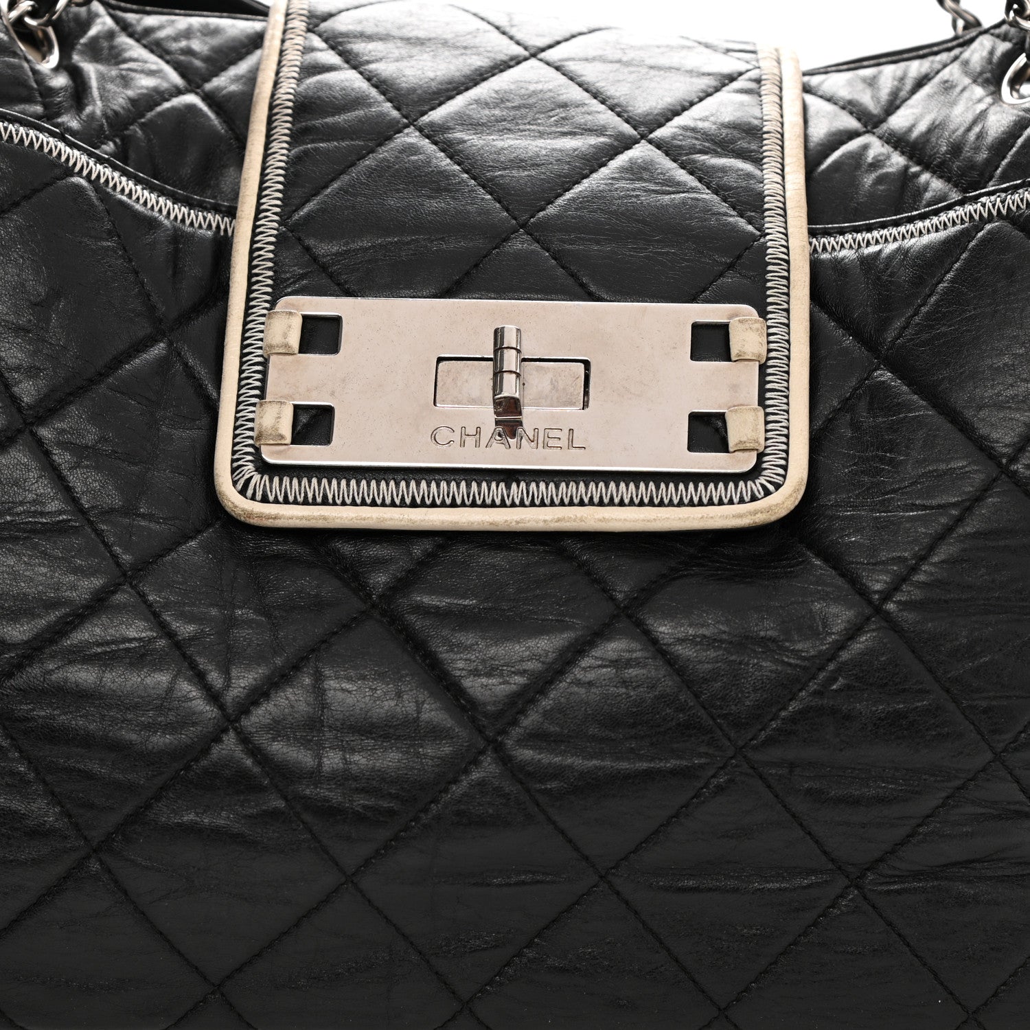 Chanel Lambskin Quilted Large East West Tote Black 9 of 11