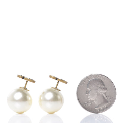 Christian Dior Pearl Mise En Dior Logo Tribal Earrings 2 of 5