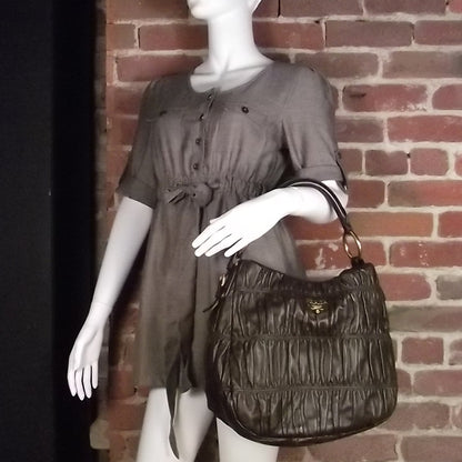 Prada Nappa Gaufre Hobo Caffe Brown 2 of 8