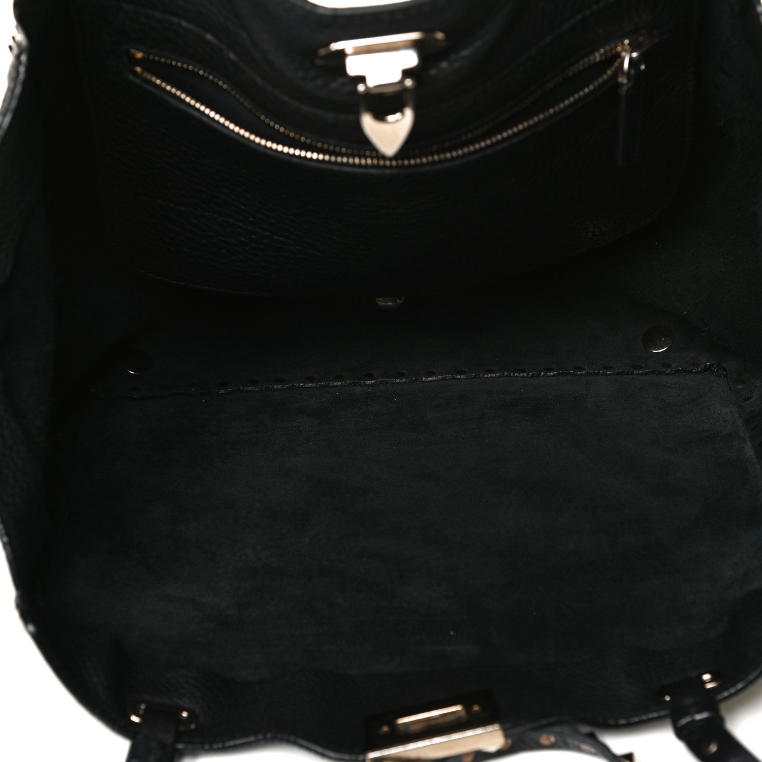 Valentino Garavani Pebbled Calfskin Medium Rockstud Tote Black 5 of 14