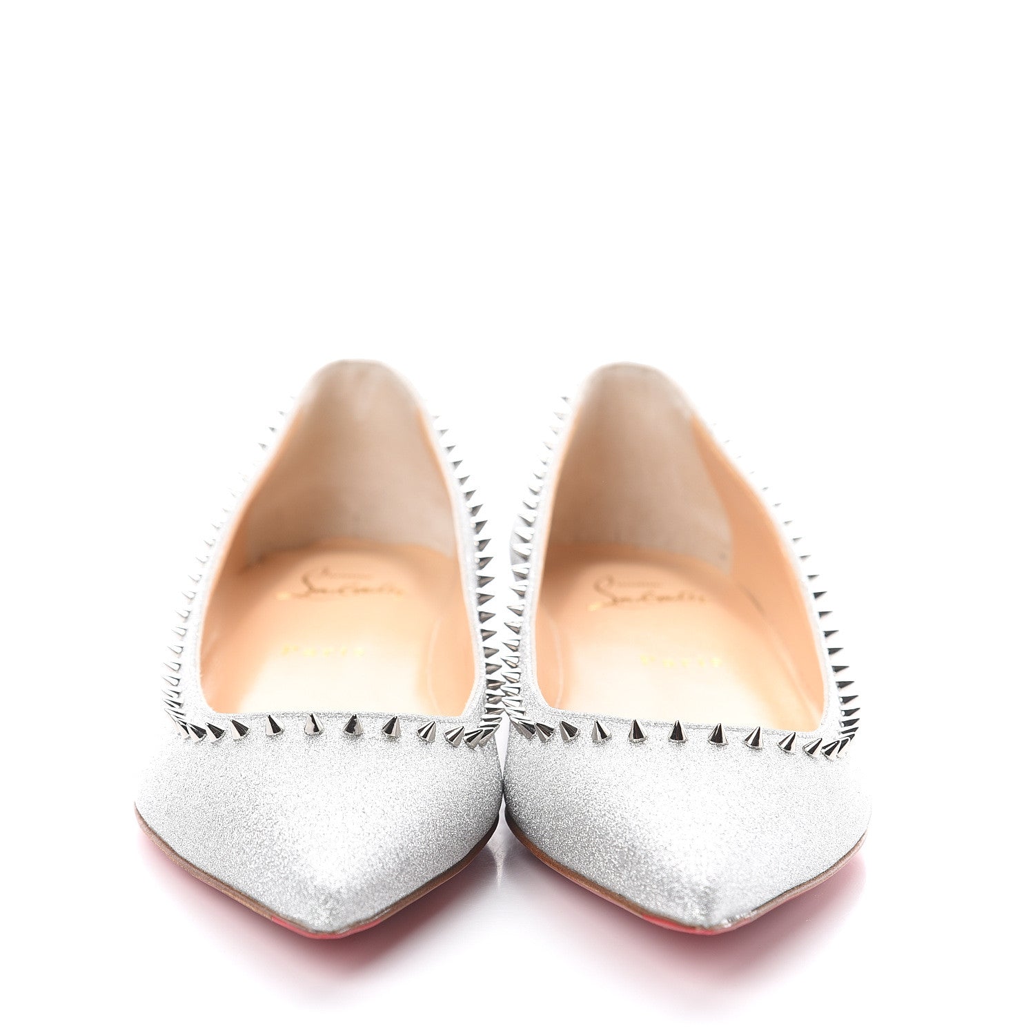 Christian Louboutin Mini Glitter Anjalina Flats 38 Silver 2 of 7