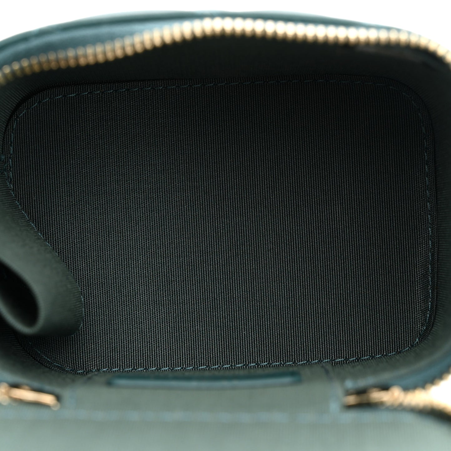 Lambskin Quilted Top Handle Mini Vanity Case With Chain Green