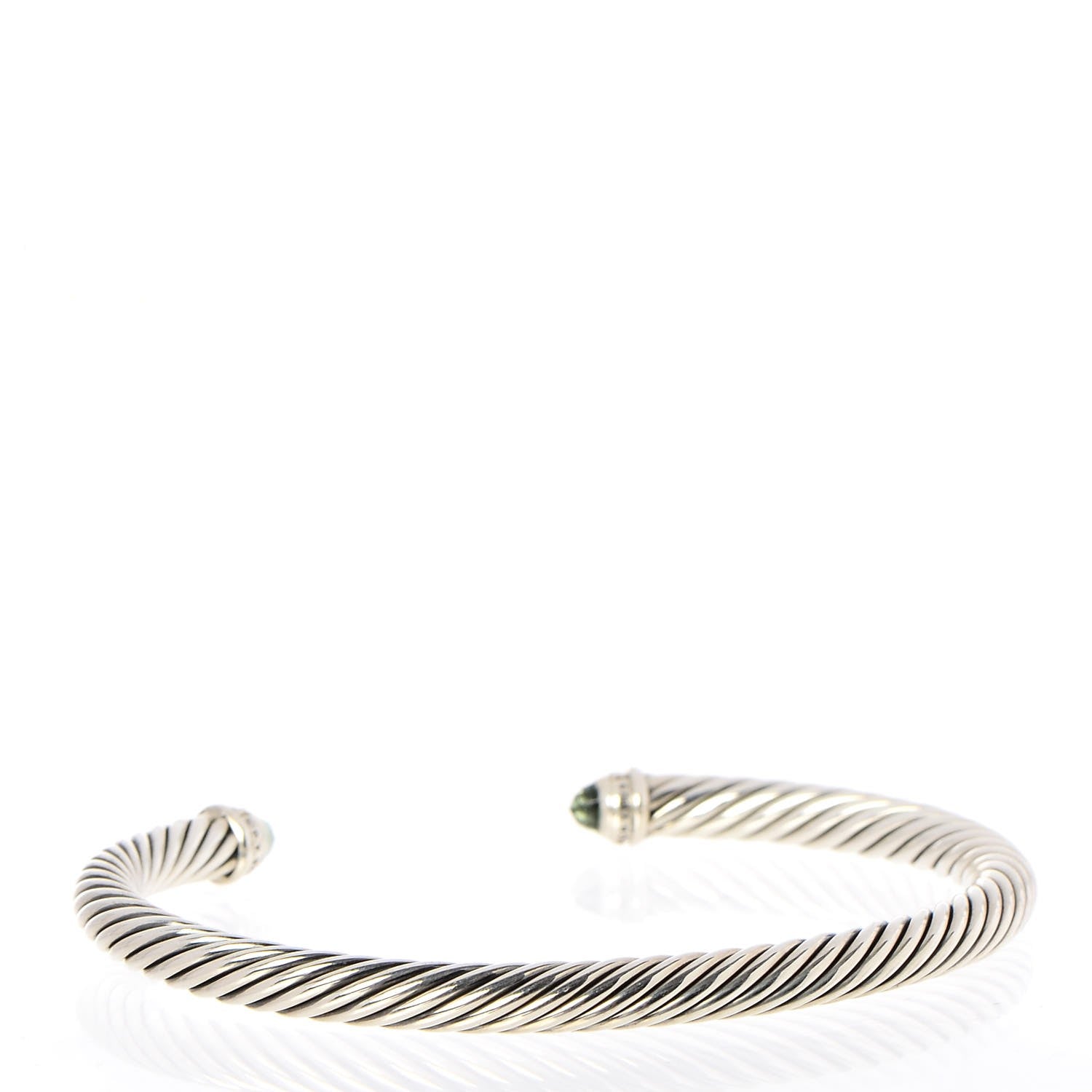 David Yurman Sterling Silver Diamond Peridot 5mm Cable Classics Bracelet 3 of 5