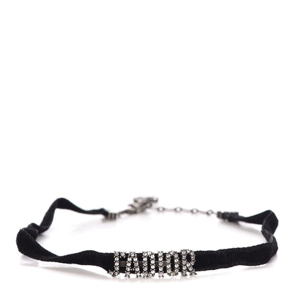 Christian Dior Velvet Crystal J’Adior Choker Necklace Black 1 of 4