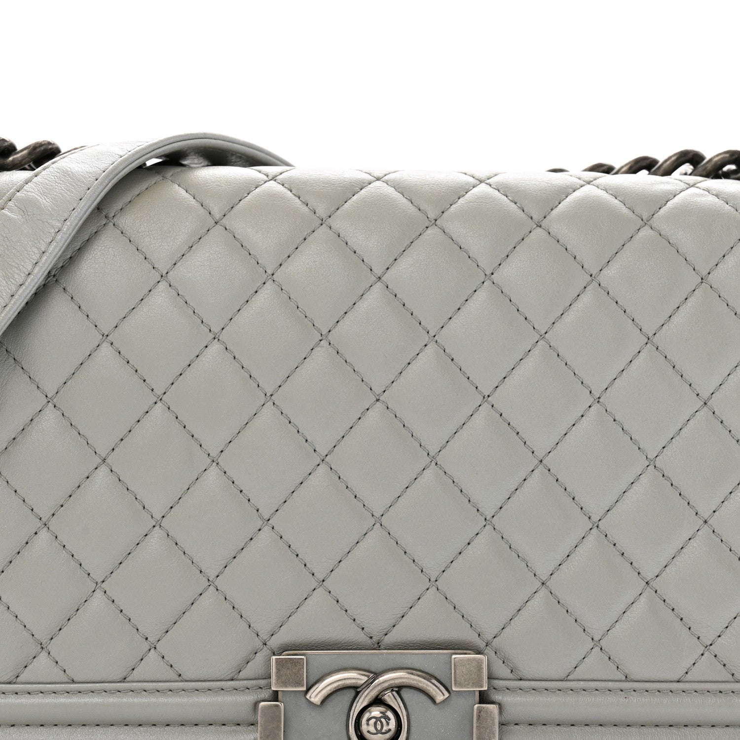 Chanel Metallic Lambskin Quilted Medium Boy Flap Silver 8 of 13