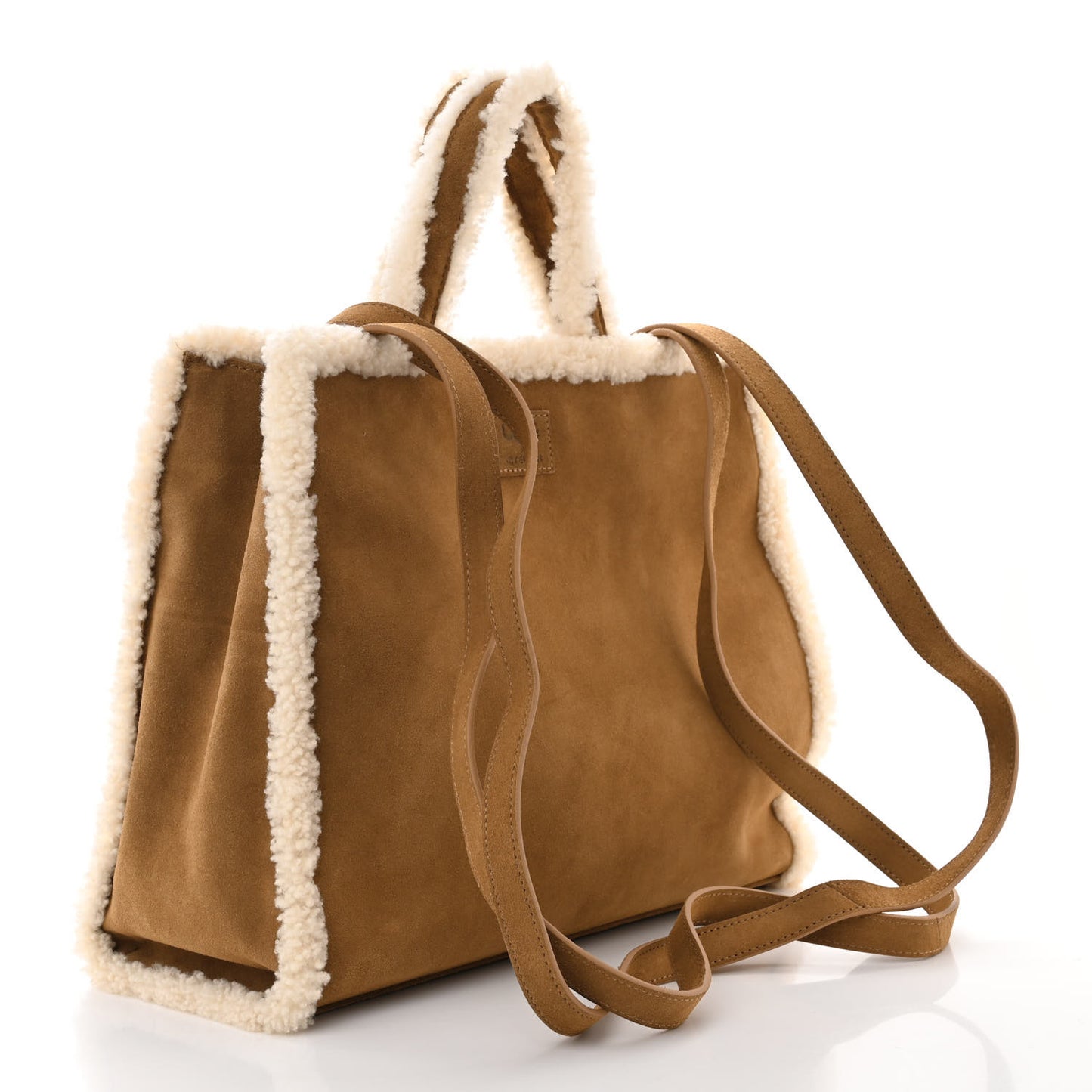 X UGG Suede Shearling Medium Shopping Bag Chestnut