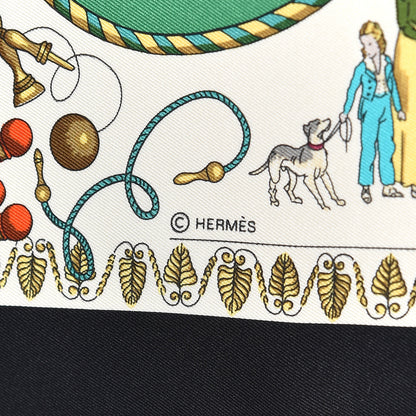 Hermes Silk Promenades de Paris Scarf 70 Black Creme Emeraude 4 of 6