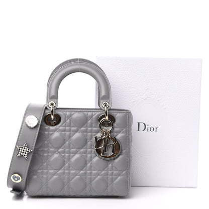 Christian Dior Lambskin Cannage Small Lucky Badges My Lady Dior Grey 13 of 13