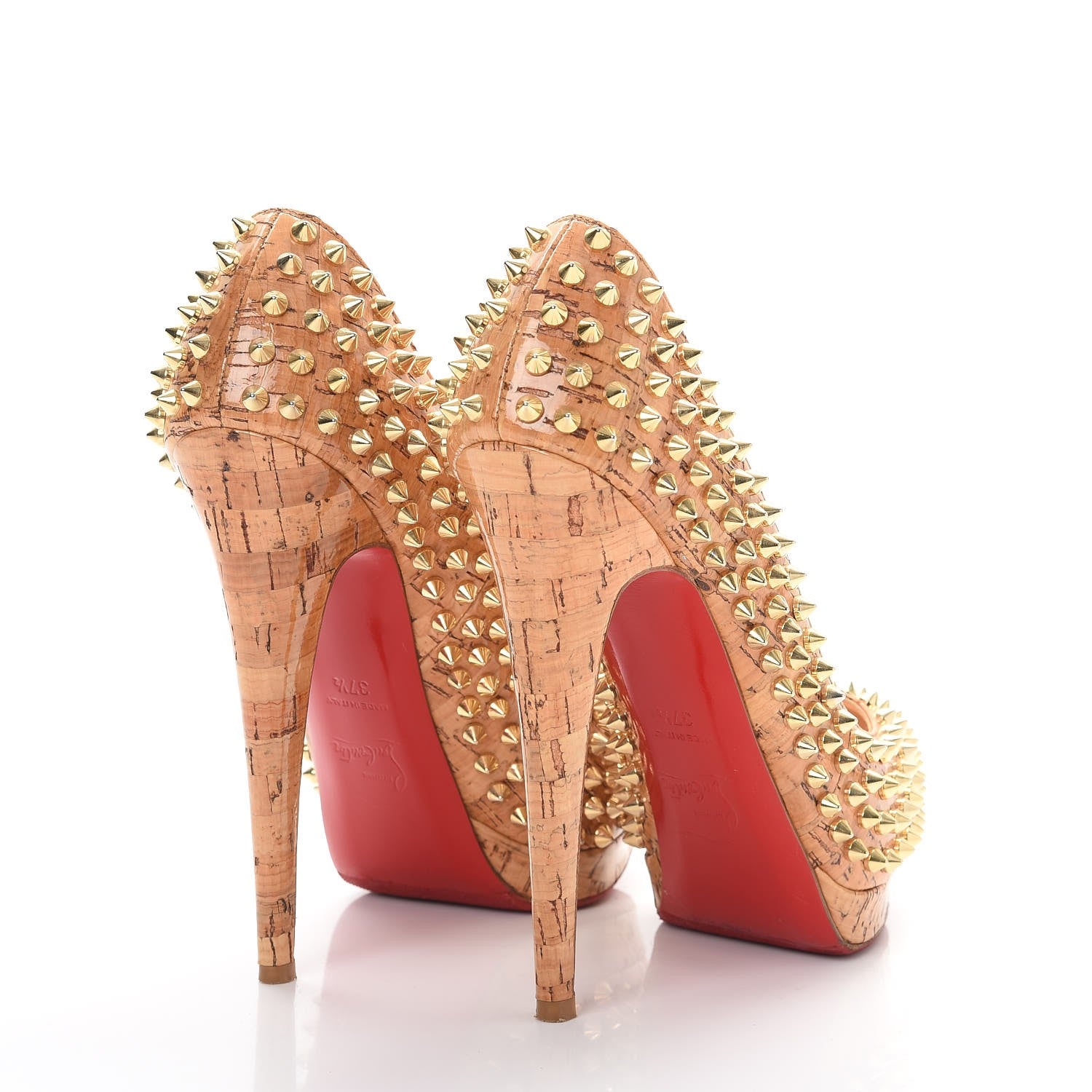 Christian Louboutin Cork Lucido Yolanda 120 Spikes Pumps 37.5 Natural 4 of 10