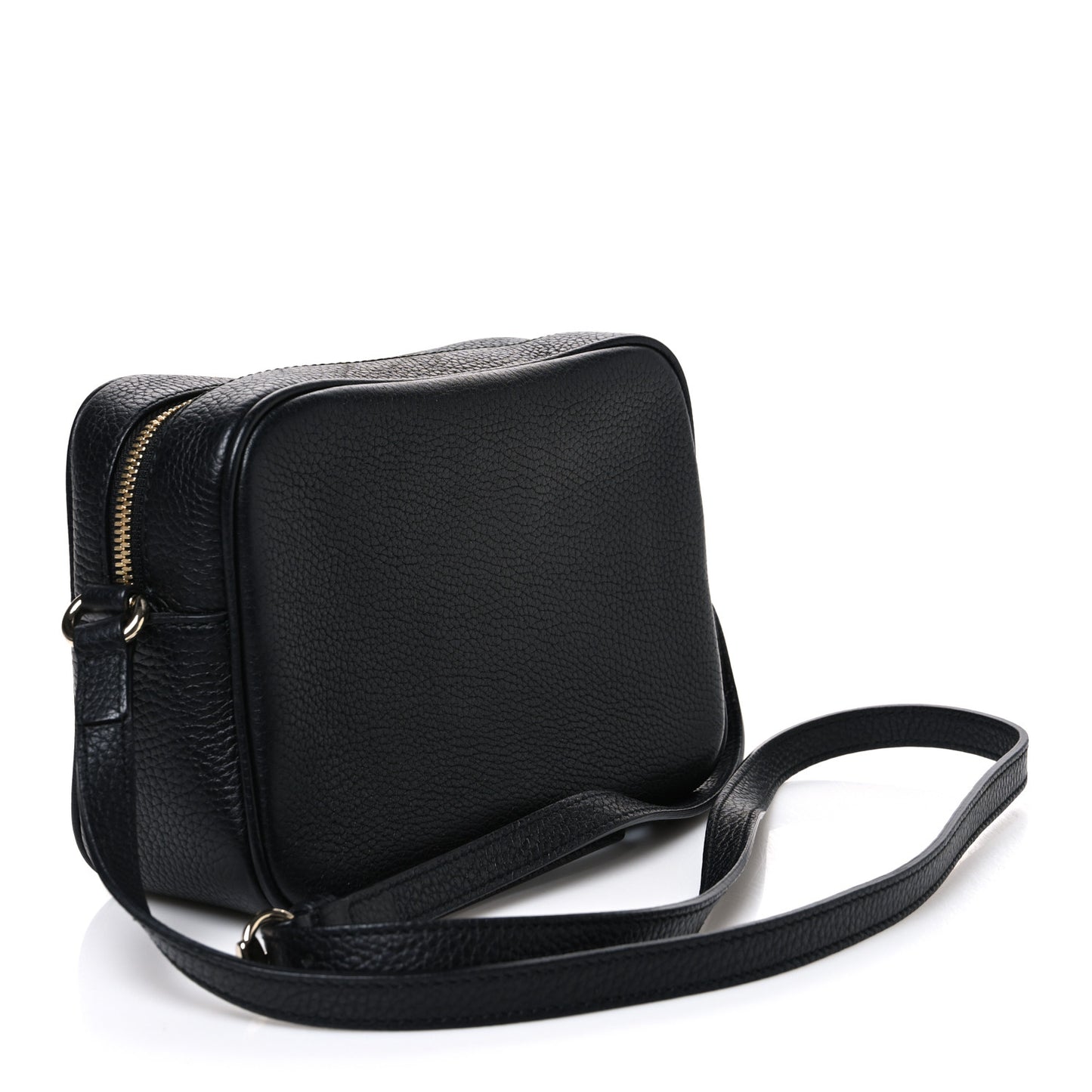 Pebbled Calfskin Small Soho Disco Bag Black